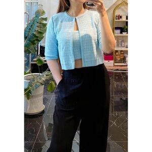 Zara Sky Blue Textured Cardigan size M 3/4 sleeves
